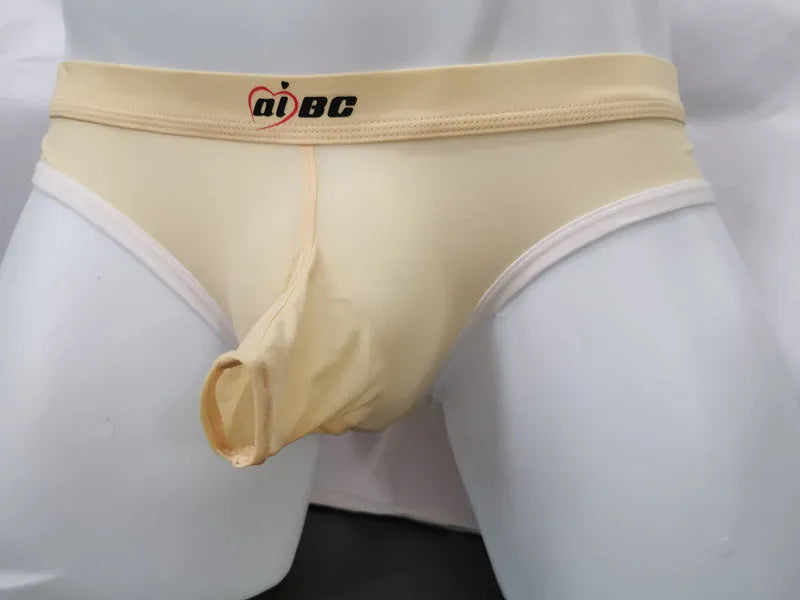 Men's ice silk bazooka briefs in multiple colours, showing mid waist briefs style with bullet separation design.
