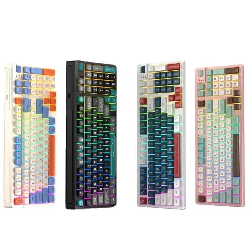 Luminous desktop keyboard in black and green colour with mechanical-feel keys