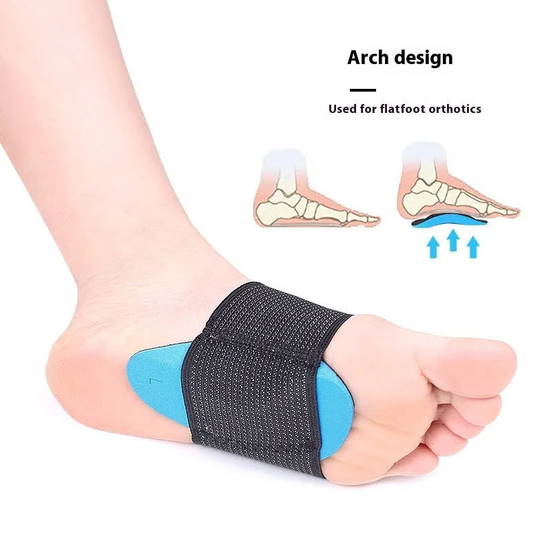 Blue elastic bandage arch support foot pads with EVA foam construction for flat foot relief