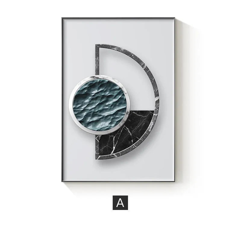 Abstract geometric pattern canvas painting wall art in modern style
