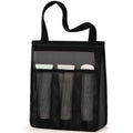 Large black and pink polyester sports bag with wet-dry separation and an external mesh pocket.
