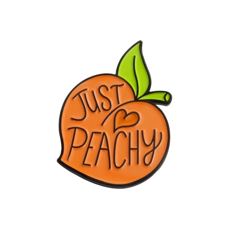 Colourful cartoon fruit and letter shaped zinc alloy decorative brooch.