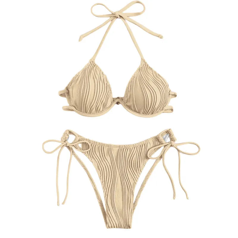 Women's steel bracket support bikini swimsuit in multiple colour options with polyester construction