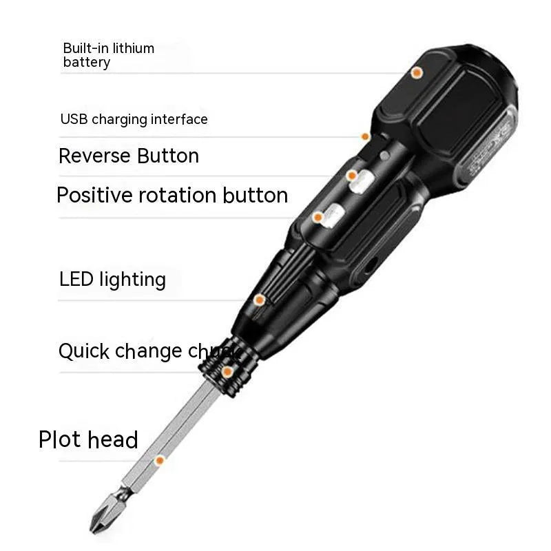 Black and blue 36V rechargeable electric screwdriver with a straight alloy steel handle.