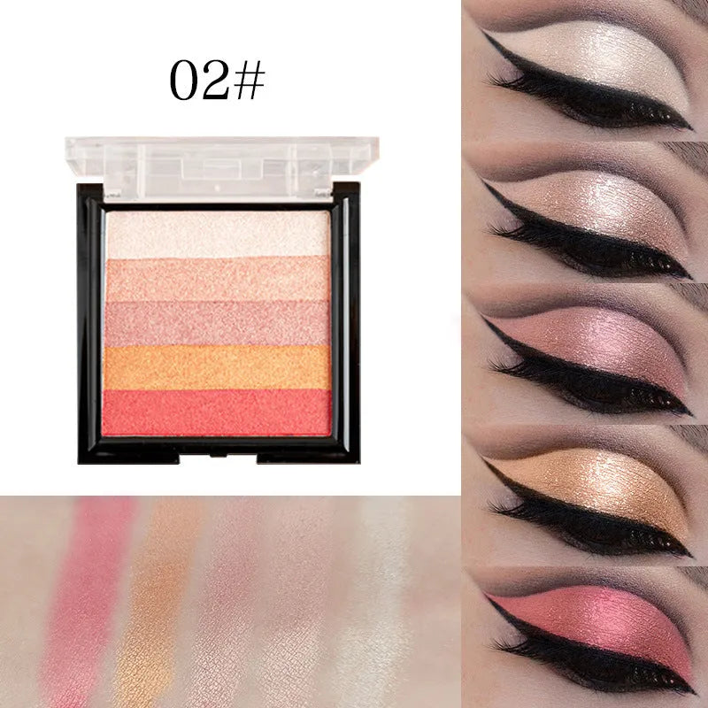 Eye shadow palette with six contouring shades for natural three-dimensional makeup effects