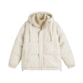 Loose winter cotton-padded coat in mustard yellow colour with side seam pockets