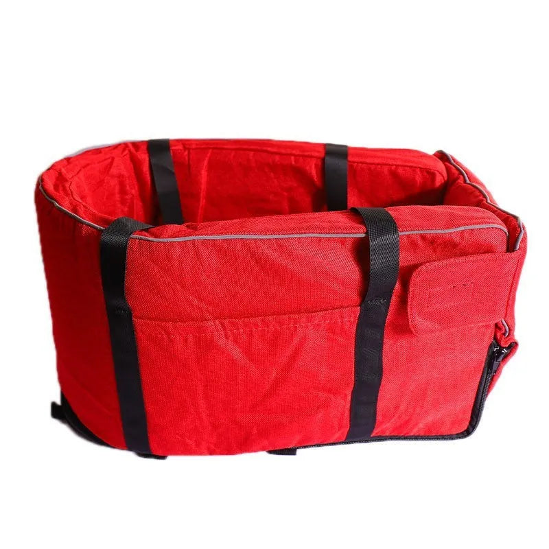 A cloth outdoor dog kennel in blue, suitable for car travel and four-season use.