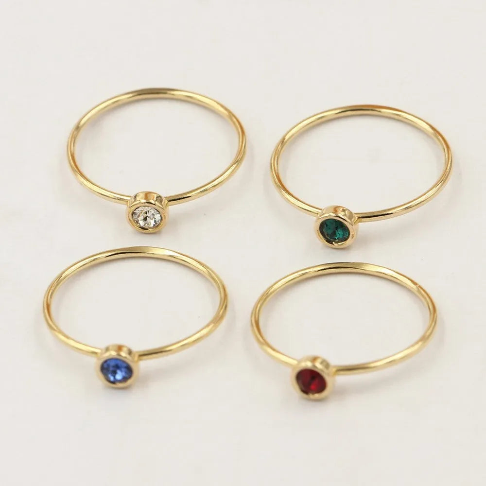 Women's 14K gilded copper knuckle ring with zircon detail in multiple colour options