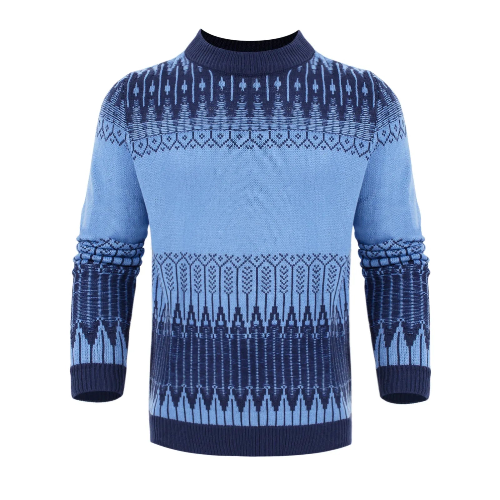 A men's thick-knit long-sleeved pullover sweater in a casual style for winter