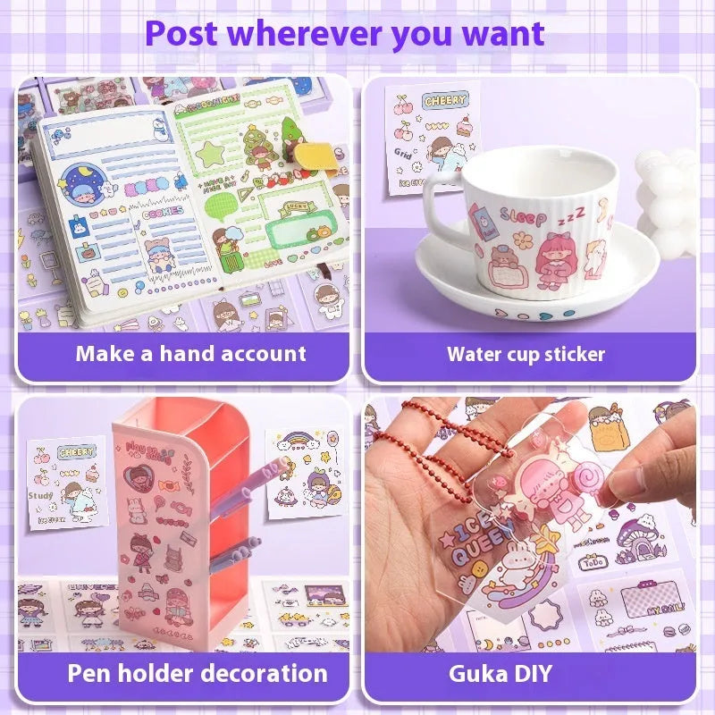 Box of children's cute themed stickers with meatball, star, and diary designs.