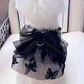 Black gauze princess tulle skirt for a small dog or cat on a mannequin, showing the layered design.