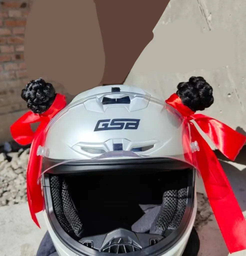 Pair of helmet decorative balls with adhesive for motorcycle and ski helmet customisation
