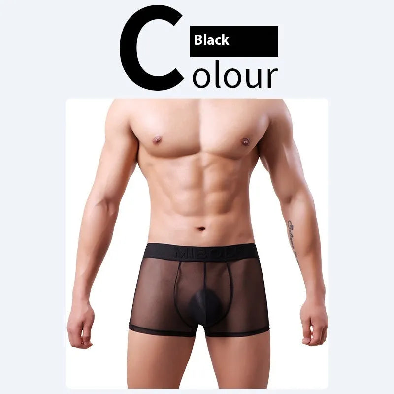 Men's thin breathable boxer shorts in solid colours with quick-drying polyester fabric