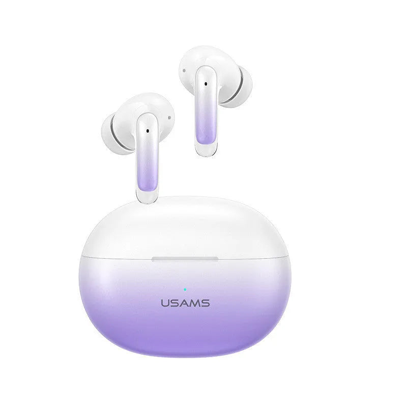 Wireless in-ear sports gaming headset in gradient blue colour with creative design.