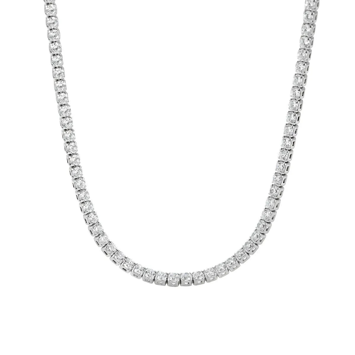 Women's sterling silver necklace with round pendant and diamond-like treatment