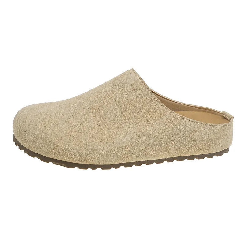 Korean-style square toe microfiber slippers in summer colours with slip-on design