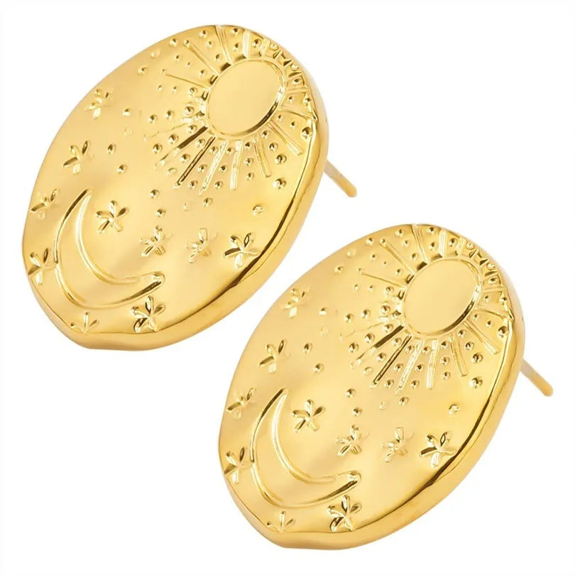 304 stainless steel geometric shell stud earrings in gold and silver electroplated colours