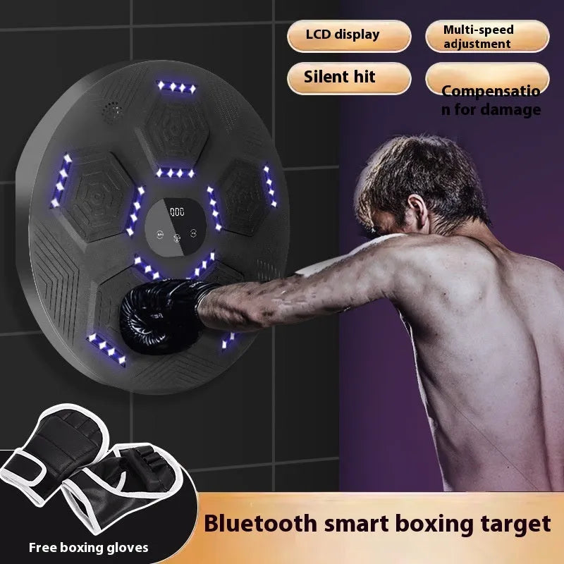 Smart music boxing machine reaction target with LED lights mounted on wall