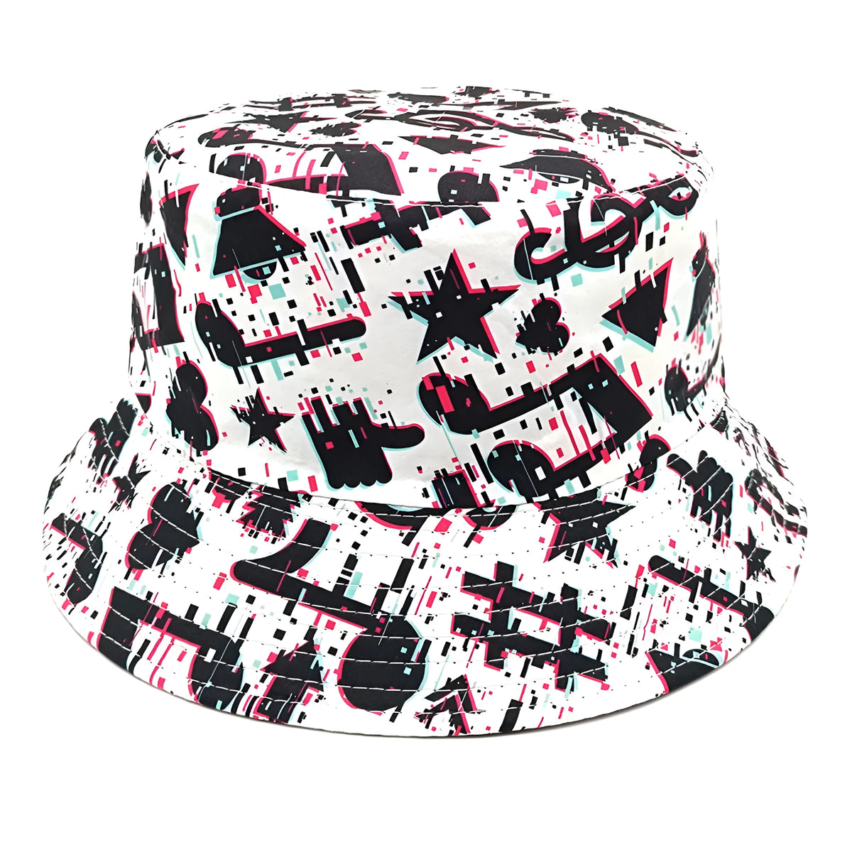 Musical note pattern printed bucket hat with dome crown retro style, size M for 56-58cm head circumference