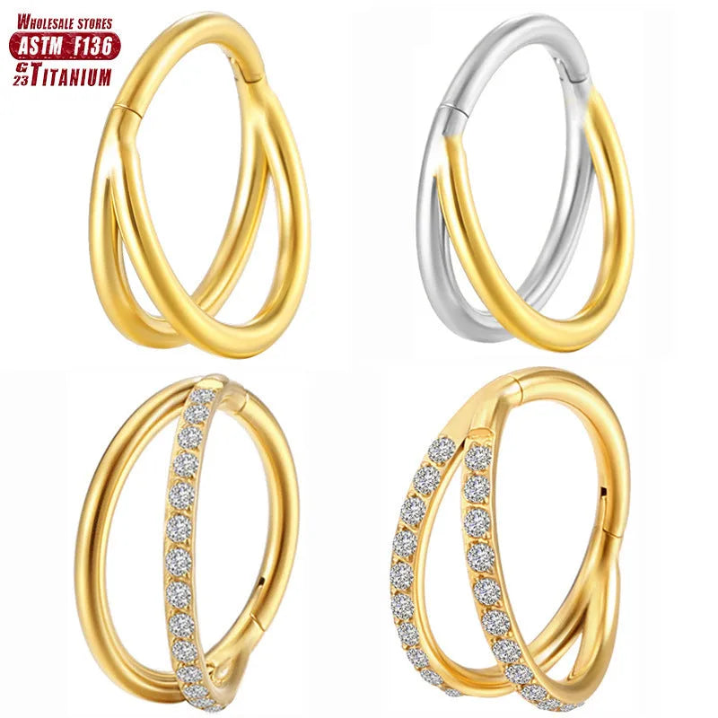 Titanium alloy fork nose ring in multiple colours and sizes for body piercing
