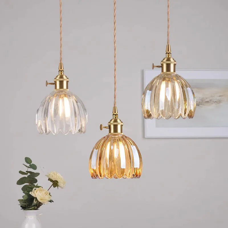 Vintage glass flower chandelier in Nordic style for bedroom ceiling installation