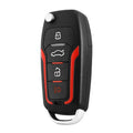 Red and frosted black one-way remote control car alarm with two remotes for vehicle security.