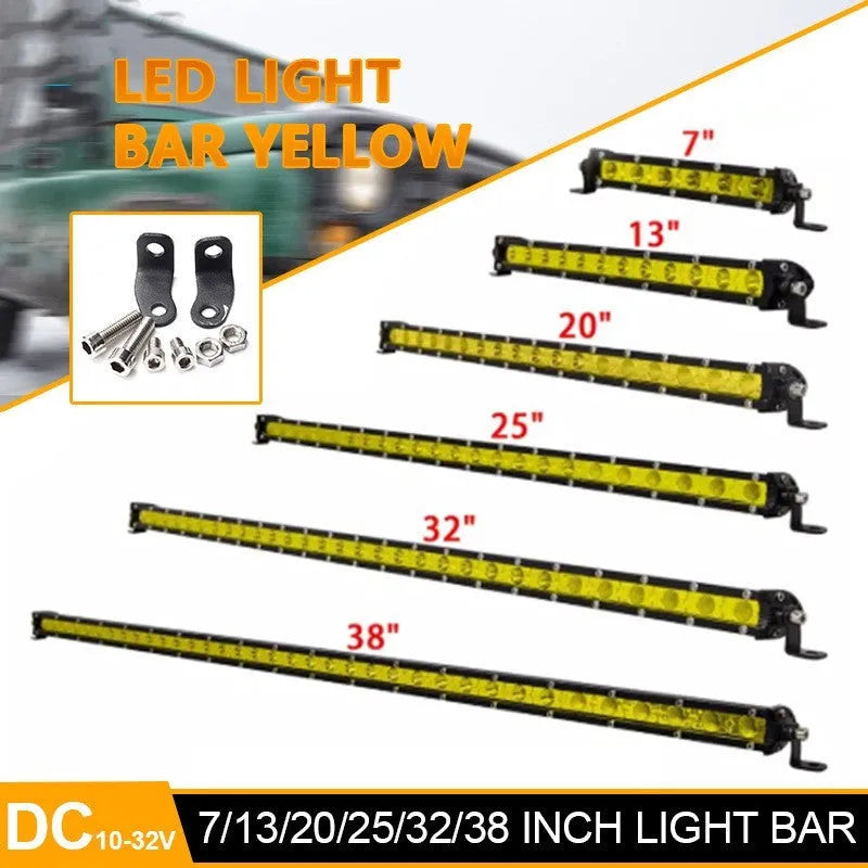 25-inch aluminium single row LED car light bar with mounting brackets