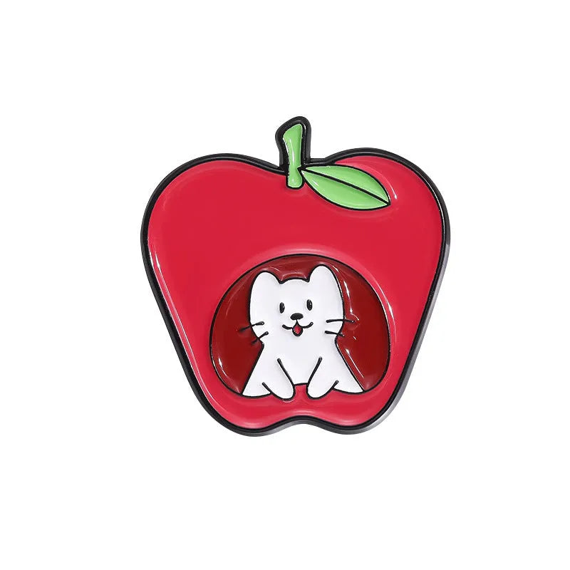 Colourful cartoon fruit and letter shaped zinc alloy decorative brooch.