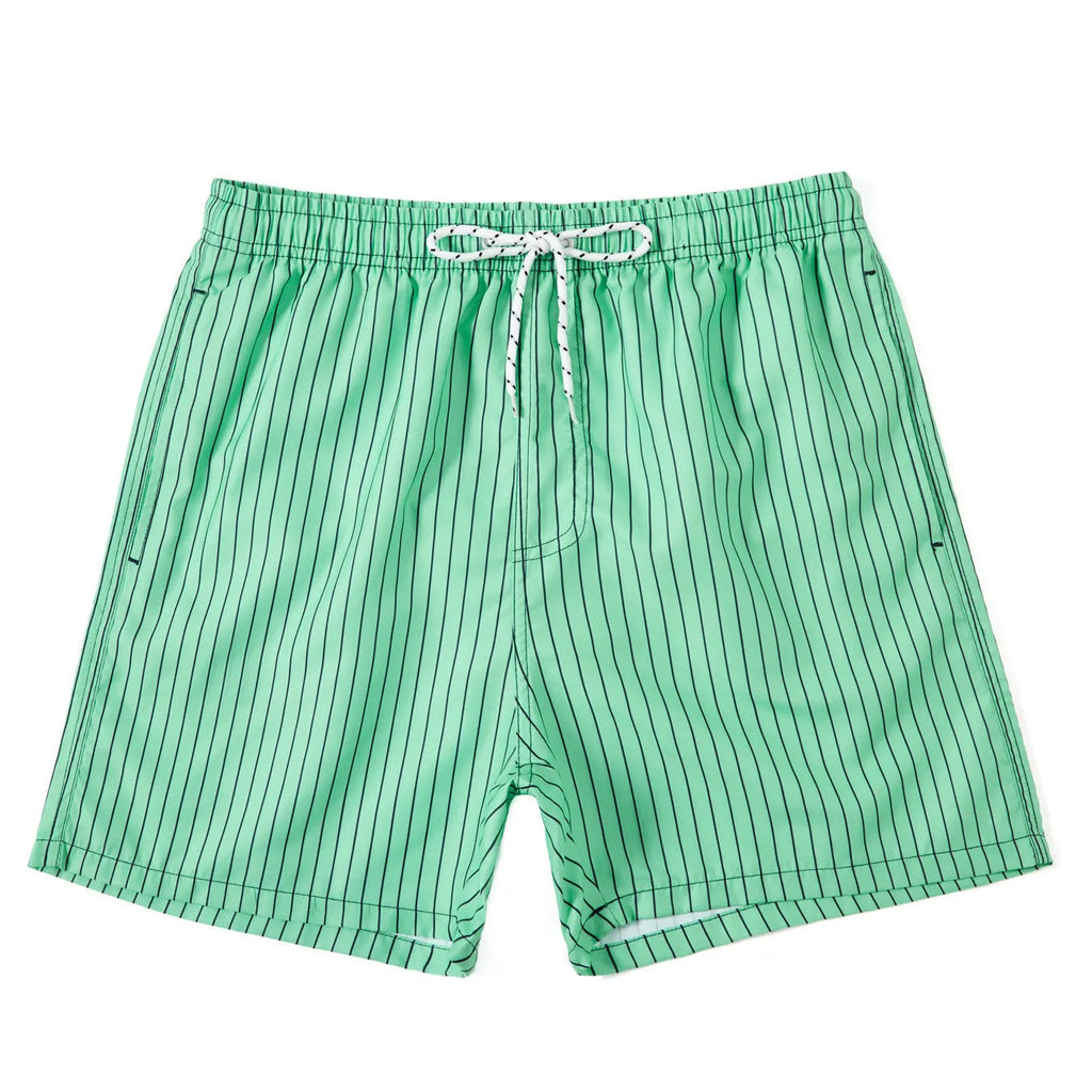 Polyester striped beach shorts with triangle lining pattern in multiple colours
