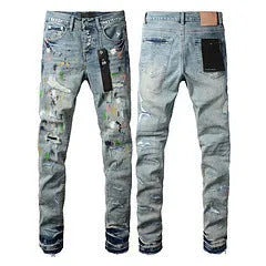 Men's black slim fit skinny jeans with straight leg retro styling and button fly