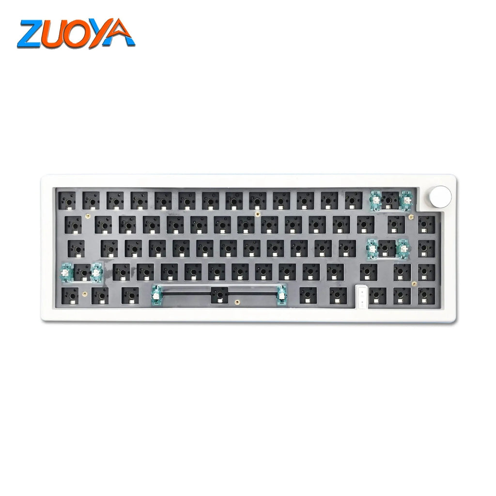 DIY mechanical keyboard kit with RGB backlit keys showing seven different colour options