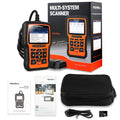 Foxwell NT510 orange and black automotive OBD2 diagnostic scanner and reset tool.