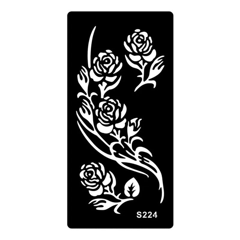 Geometric hollow tattoo template stickers on water transfer paper in multiple colours