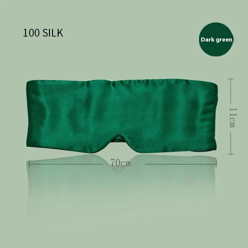 Mulberry silk sleep eye mask shown in champagne gold colour with adjustable elastic strap