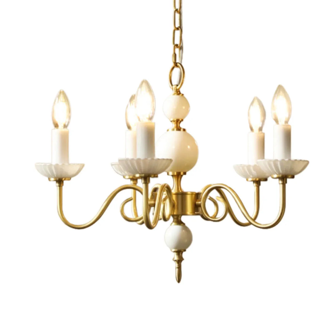 Retro French vintage milk glass and copper chandelier, three-head ceiling light, 45cm diameter, 37cm height, 220V