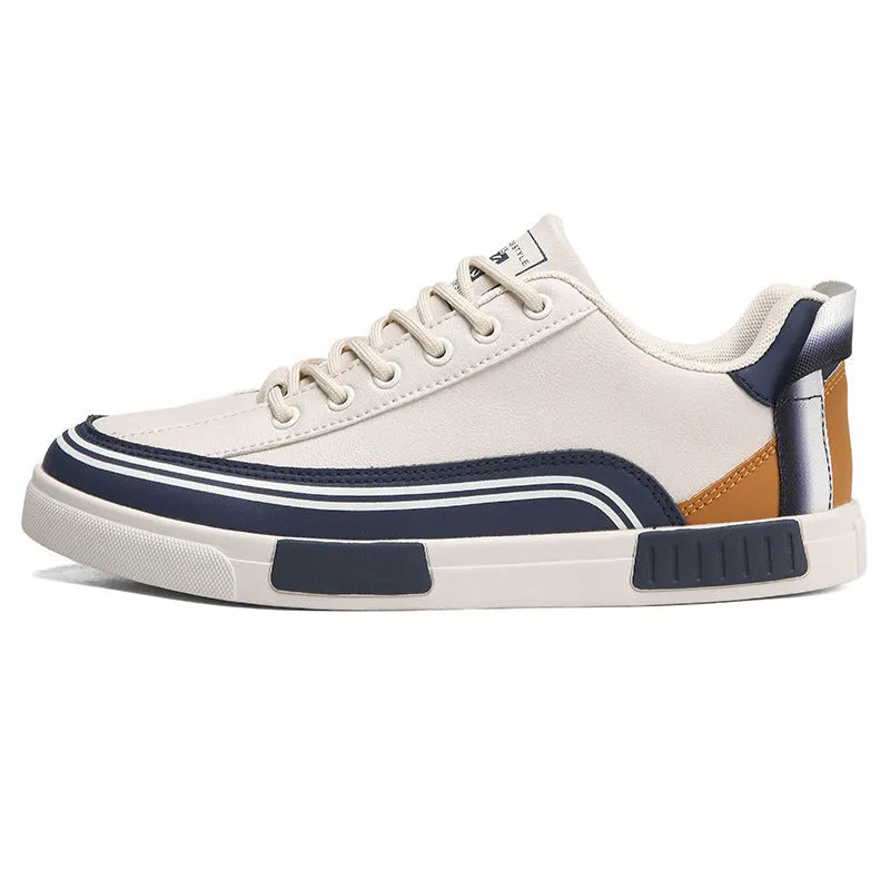 Men's breathable canvas shoes with section mesh design in beige, white and green colour options