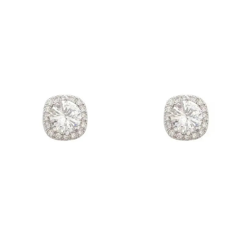 Square diamond geometric earrings in silver and gold colour options with quadrilateral design elements