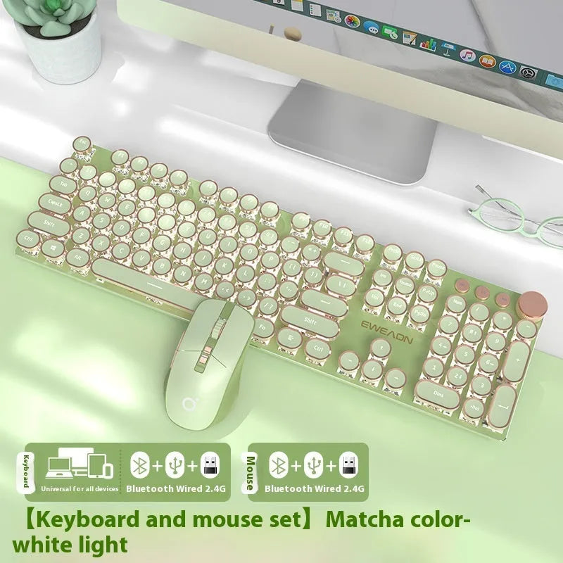 Matcha colour 87-key mechanical gaming keyboard with white backlight and multifunctional knob on aluminium alloy body