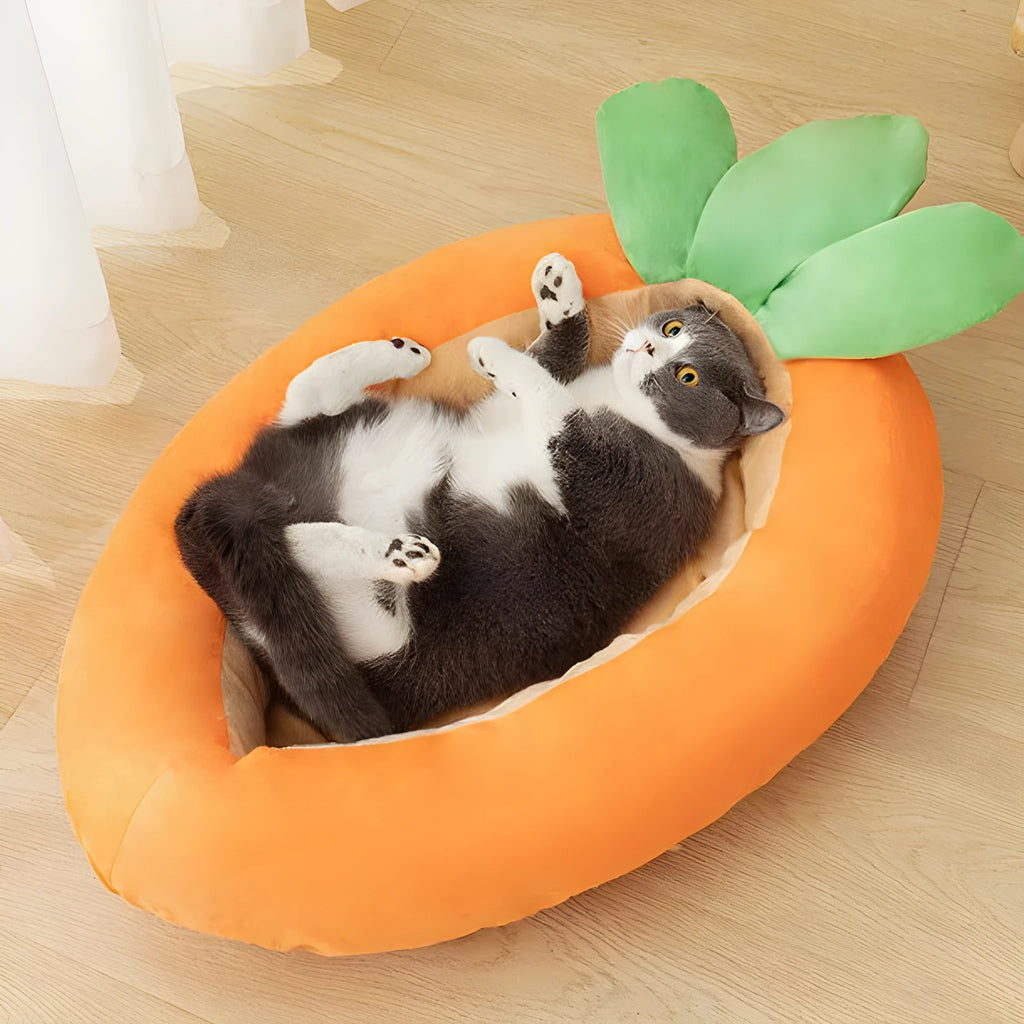 Carrot cartoon pattern double-sided pet mattress with removable washable cover for dogs