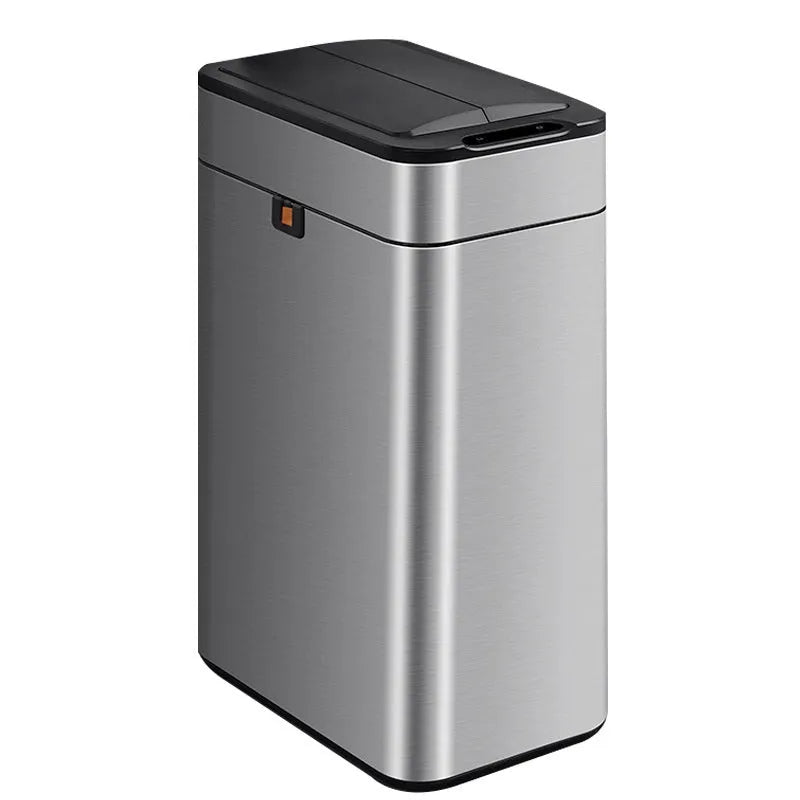 Stainless steel smart induction trash can with automatic lid and square bucket shape