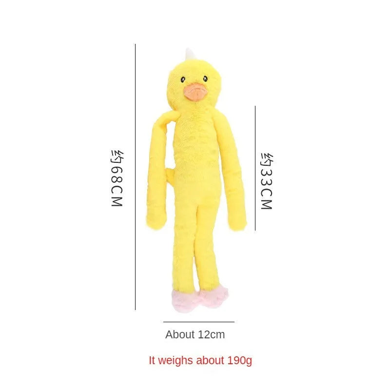 Golden retriever plush dog toy with pink or yellow colour options showing rattle paper sound elements