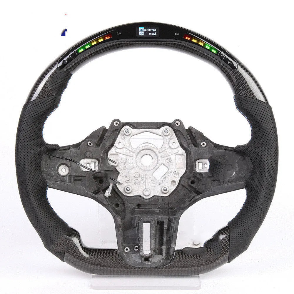 Black carbon fibre steering wheel for BMW X3 X5 with LED controls and heating function