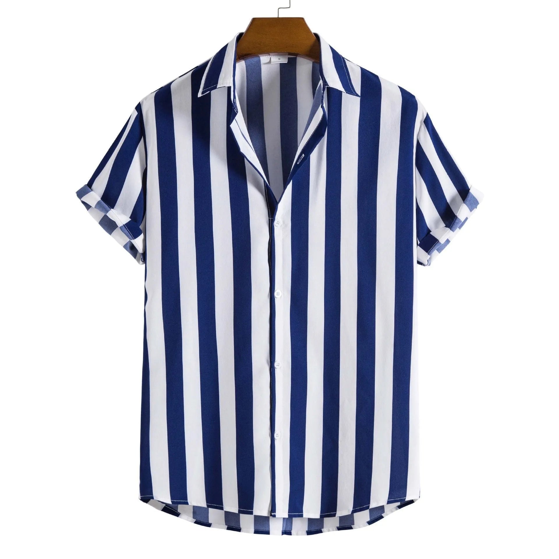 Men's loose fit polo shirt with printed numbers in multiple colours on a hanger.