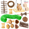 Assortment of wooden chew blocks and natural fibre toys for rabbits, guinea pigs, and parrots