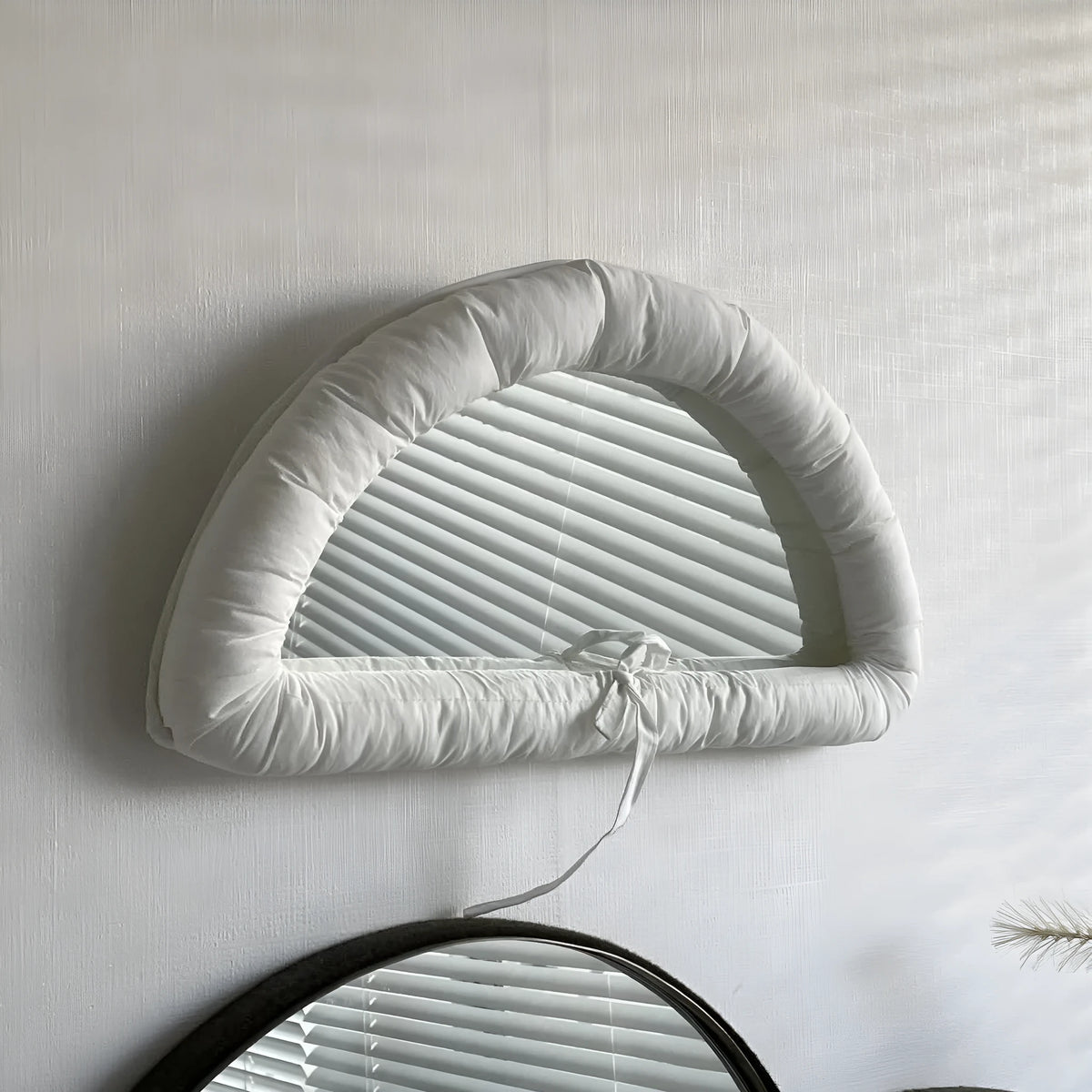 Soft fabric rectangular hanging mirror with cotton filling in modern simplicity style