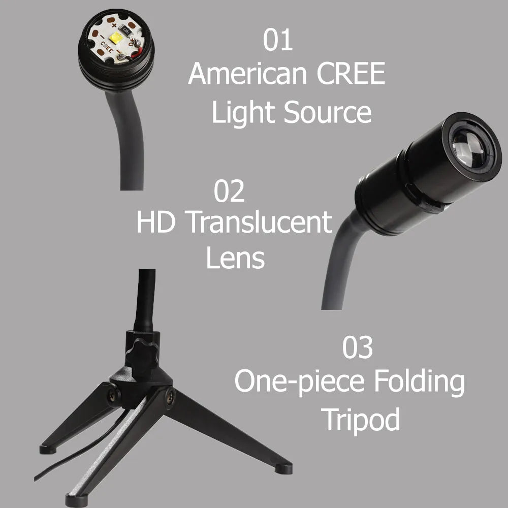 Earth and moon projection lamp with adjustable hose bracket on USB cable