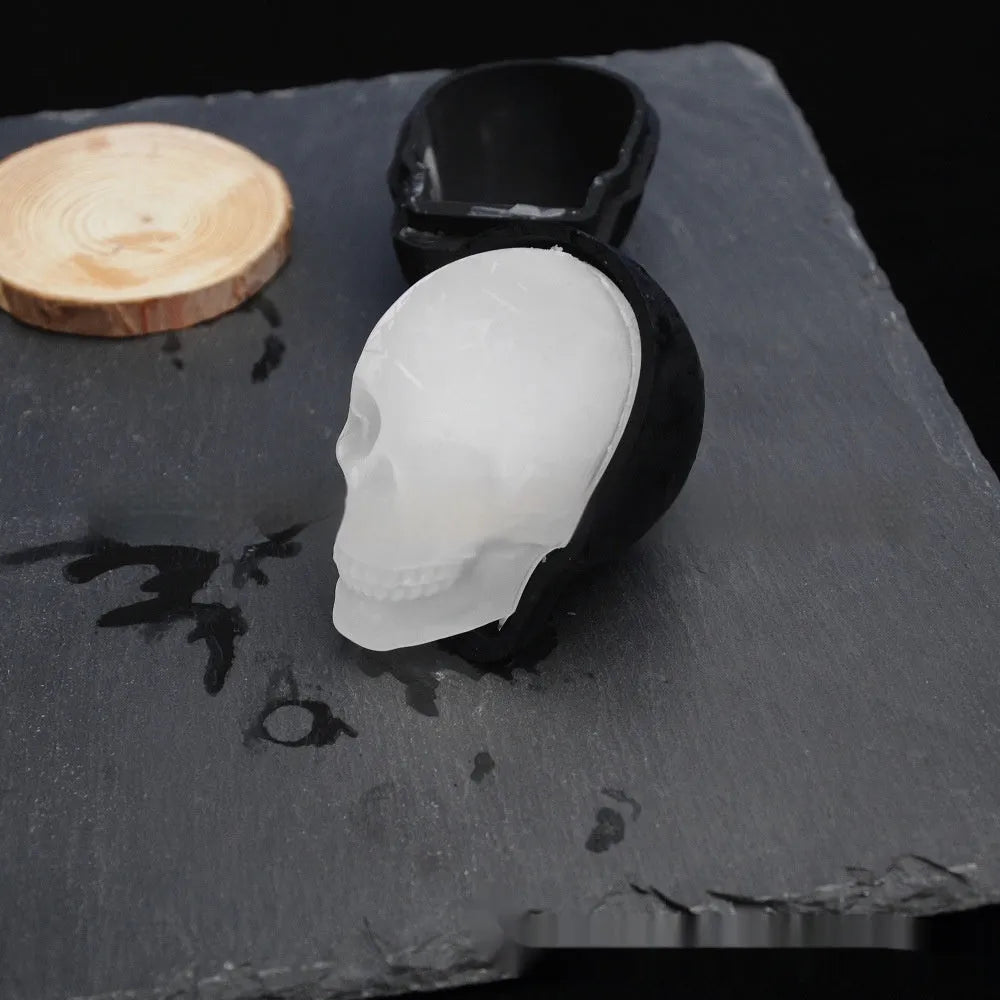 3D Halloween skull ice cube tray made from food grade silicone measuring 5.8 by 8.5 by 7 centimetres