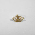 Spider web stud earrings with geometric mesh design in gold and silver electroplated metal
