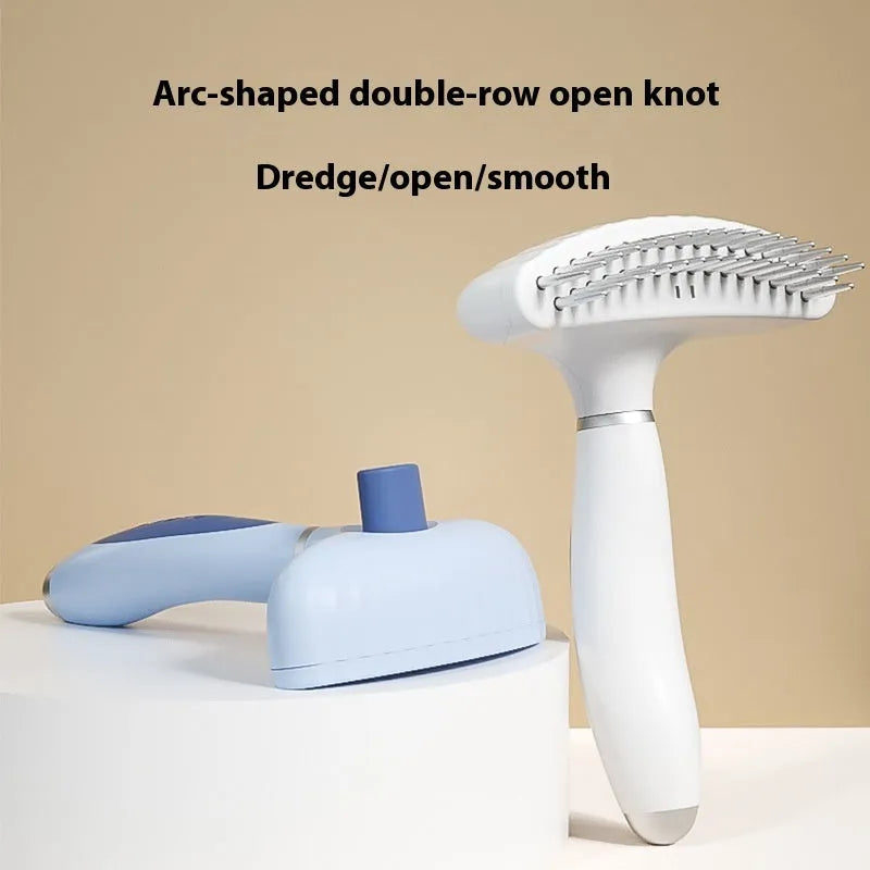 Azure light blue stainless steel double row dog grooming comb with ergonomic handle
