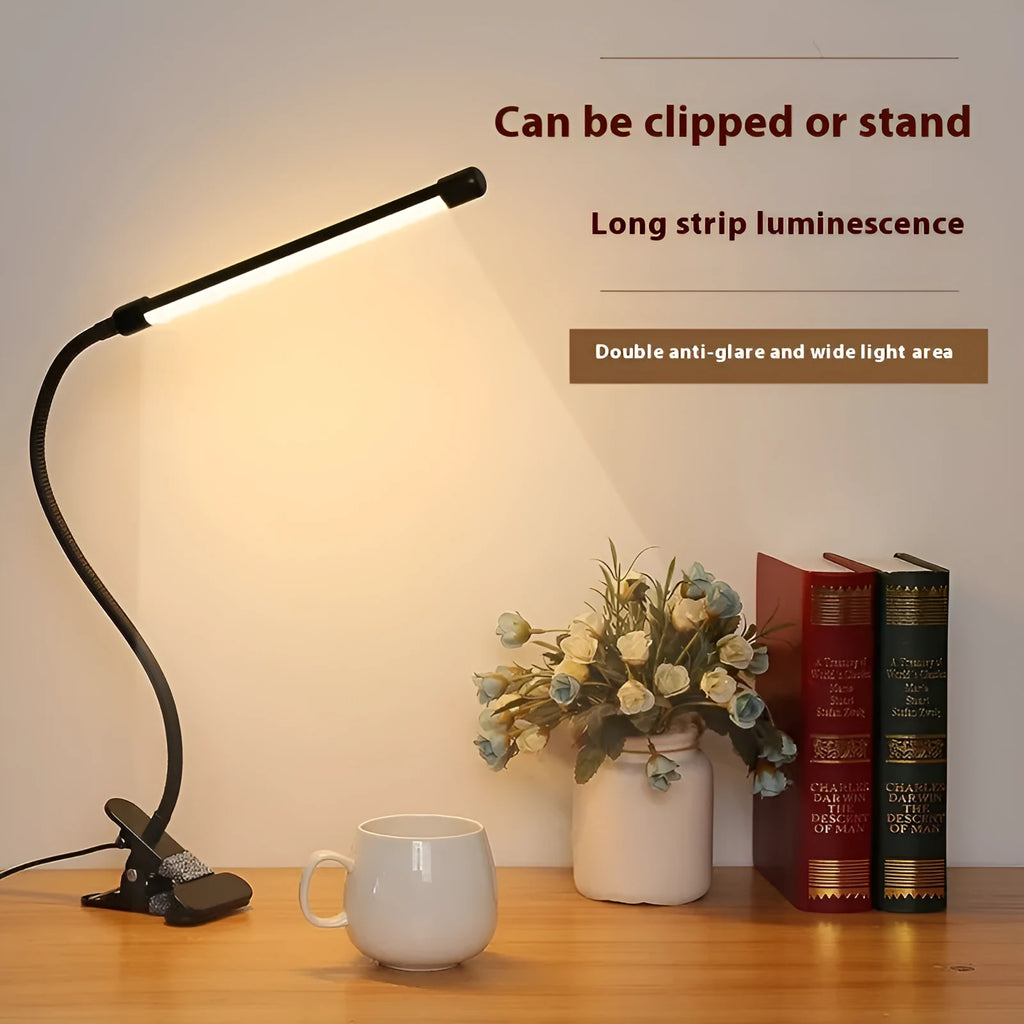 Black and white American style LED desk lamp with USB cable, 26cm long.